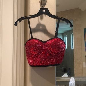Red sequin bralette with support